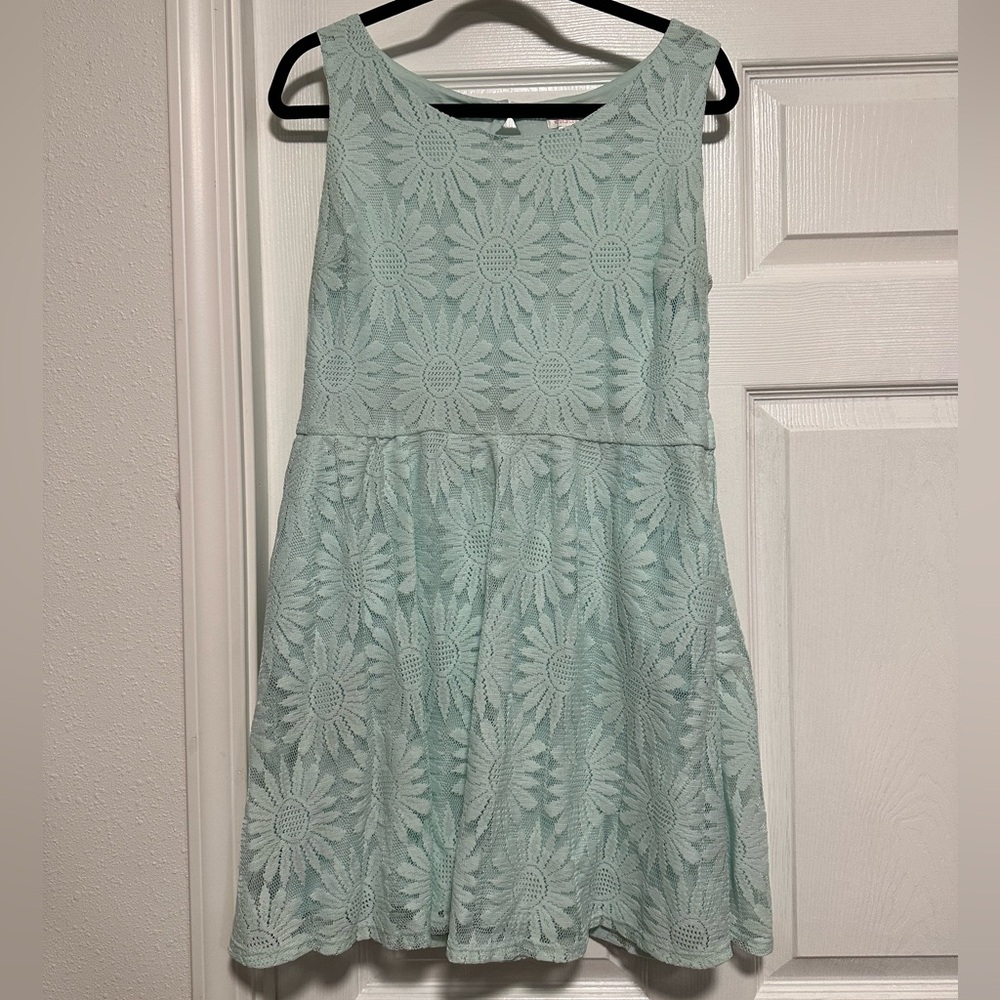 Xhilaration Teal Lined Sleeveless Lace Dress Women’s XL